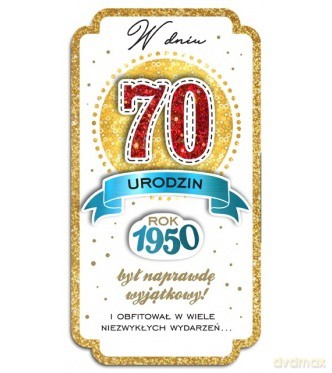 Karnet 70-te urodziny rocznik 1950