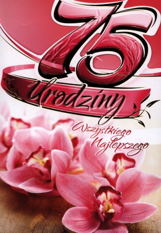 Karnet 75 Urodziny orchidea B6