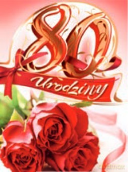 Karnet 80 Urodziny czerwone róże B6