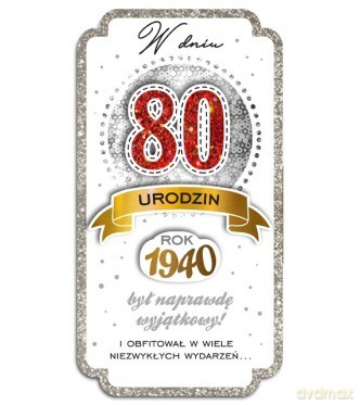 Karnet 80-te urodziny rocznik 1940