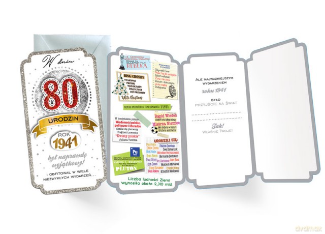Karnet 80-te urodziny rocznik 1941