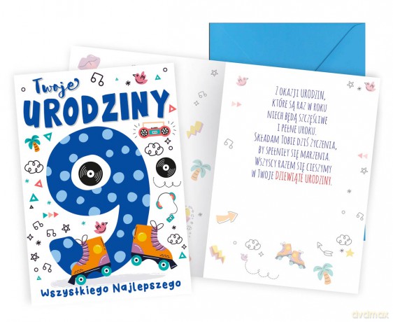 Karnet 9 Urodziny, wrotki PR-454