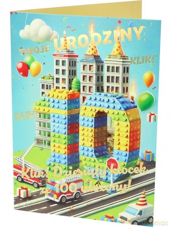 Karnet A B6 10 urodziny klocki RD-049