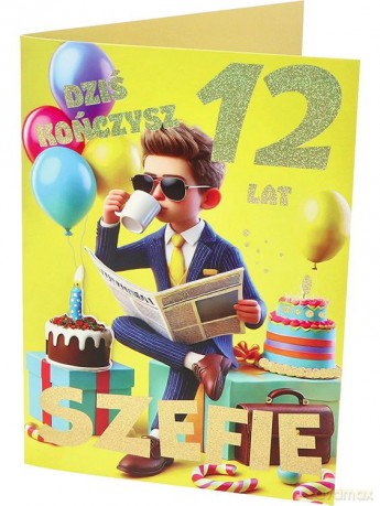 Karnet A B6 12 urodziny szef RD-021