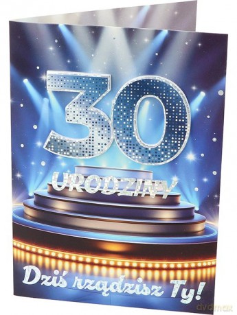 Karnet A B6 30 urodziny niebieskie RU-001