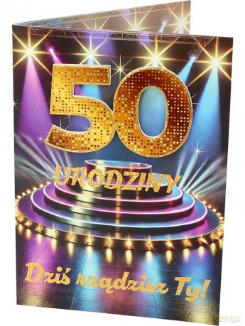 Karnet A B6 50 urodziny złote RU-006