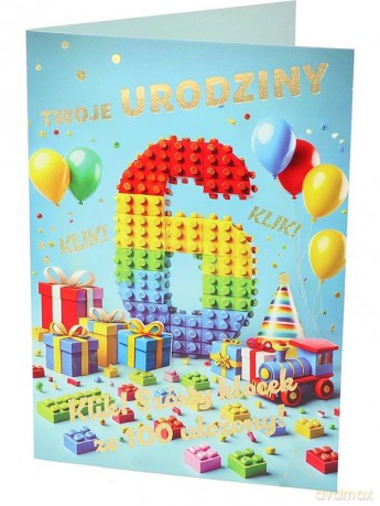 Karnet A B6 6 urodziny klocki RD-041
