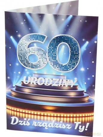 Karnet A B6 60 urodziny niebieskie RU-007