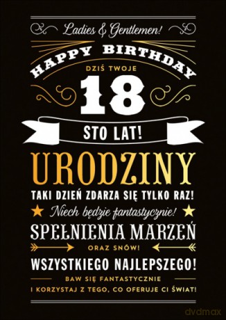 Karnet B6 18 Urodziny - napisy K.B6-1545