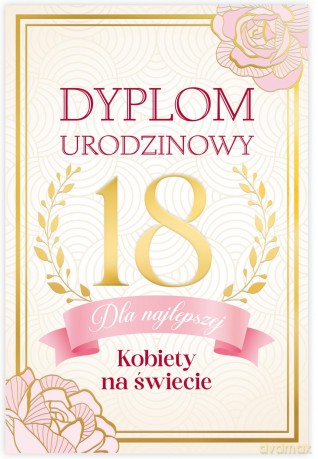 Karnet B6 18 Urodziny damskie, dyplom dla najfajniejszej kobiety na świecie