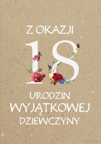 Karnet B6 18 Urodziny wyjątkowej dziewczyny eko, kwiaty silver TS99