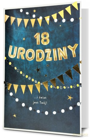 Karnet B6 18 Urodziny, girlanda HM-200-3193
