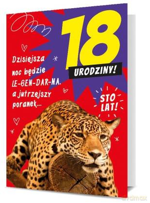 Karnet B6 18-te urodziny lampart
