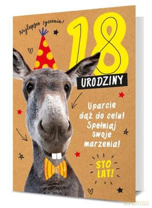 Karnet B6 18-te urodziny osioł