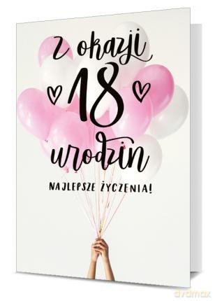 Karnet B6 18-te urodziny, bukiet balonów