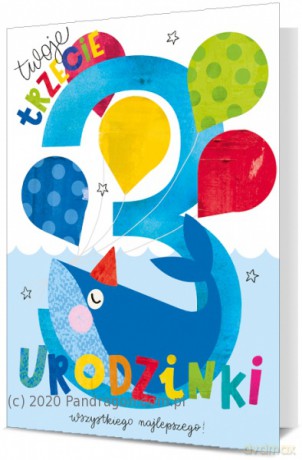 Karnet B6 3 Urodziny - baloniki K.B6-1841