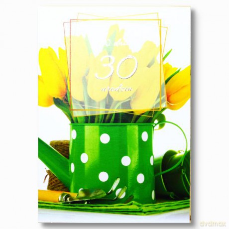 Karnet B6 30 urodziny, tulipany silver TS77