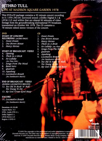 Jethro Tull: Madison Square Garden 1978 [CD]+[DVD]