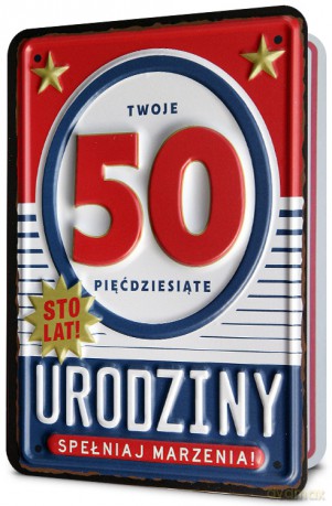 Karnet B6 50 urodziny, tabliczka wytłaczana HM200-3215
