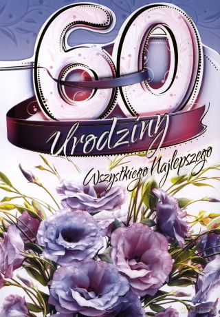 Karnet B6 60 urodziny fioletowe kwiaty