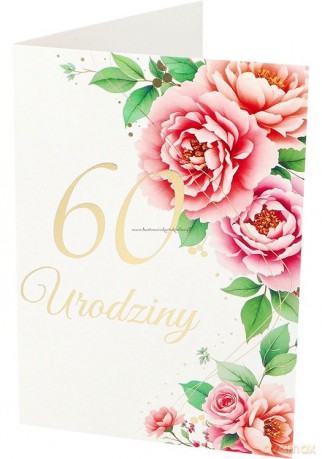 Karnet B6 60 Urodziny, kwiaty RU-016