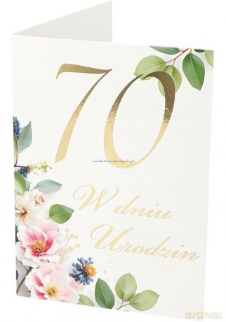 Karnet B6 70 Urodziny, kwiaty RU-018