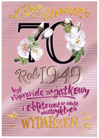 Karnet B6 70-te urodziny - złote lata
