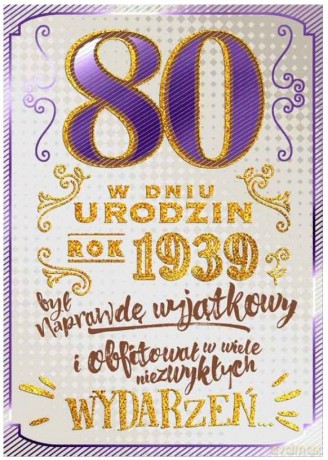 Karnet B6 80-te urodziny - złote lata