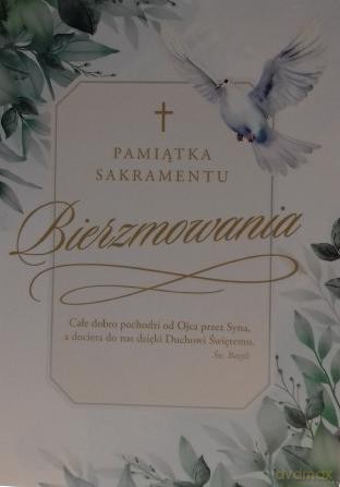 Karnet B6 Bierzmowanie - liście i gołąb K.B6-2015