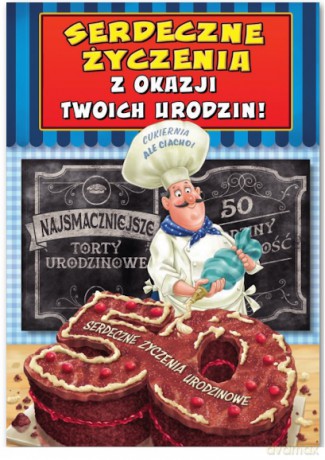 Karnet B6 FUN mały 50 Urodziny męskie, tort - MF20