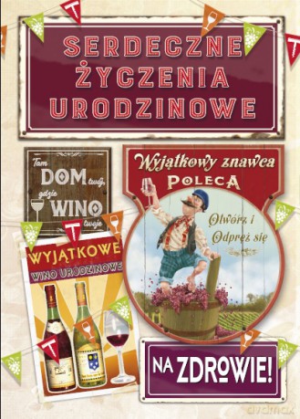 Karnet B6 FUN mały Urodziny męskie, wino - MF29