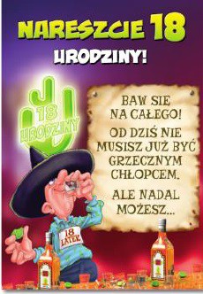 Karnet B6 FUN mały, 18 Urodziny męskie tequila - MF36