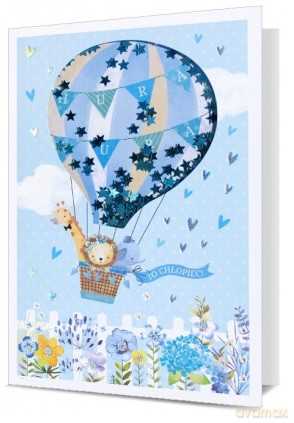 Karnet B6 HM-200 Narodziny syna, balon z konfetti HM-200-2223