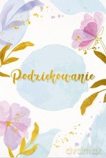 Karnet B6 LUX Podziękowanie, kwiaty, złocony