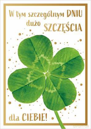 Karnet B6 Serdeczne życzenia, koniczynka, złocony FF 201