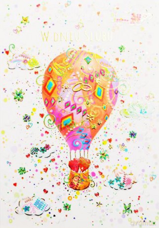 Karnet B6 ślub balon silver