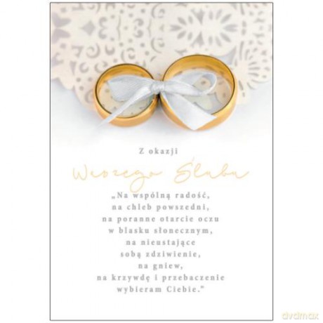 Karnet B6 ślub obrączki silver