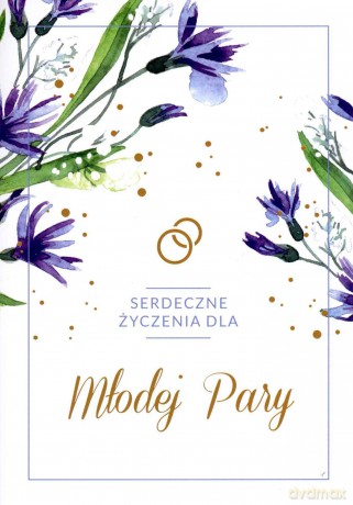 Karnet B6 ślub złocony chabry S142