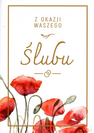 Karnet B6 ślub złocony czerwone maki S143