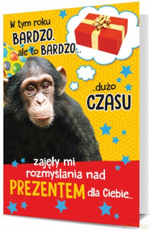 Karnet B6 Urodziny - Szympans K.B6-1699