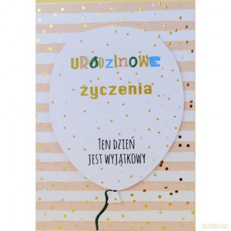 Karnet B6 urodziny balon gold