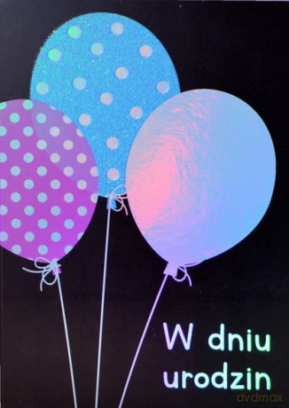 Karnet B6 urodziny balony metalizowany silver