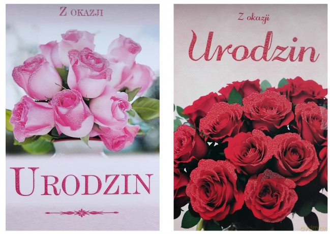 Karnet B6 Urodziny brokat mix
