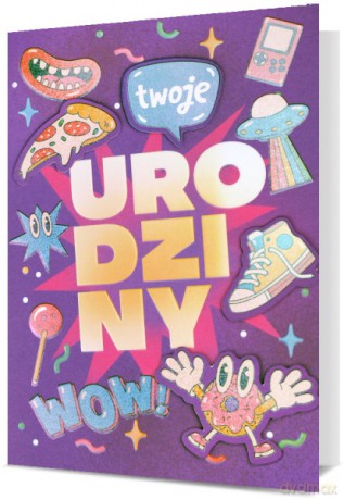 Karnet B6 urodziny dziewczęce, fioletowe HM200-2899