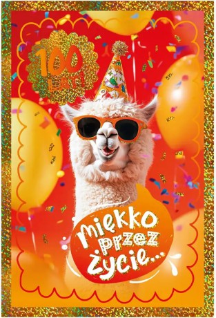 Karnet B6 Urodziny holo lama