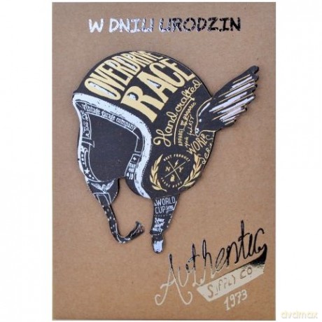 Karnet B6 urodziny kask gold