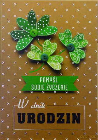 Karnet B6 urodziny koniczyna silver