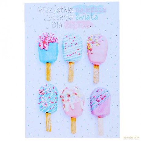 Karnet B6 urodziny lody silver