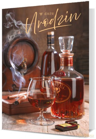 Karnet B6 Urodziny męskie - brandy i cygaro K.B6-1972