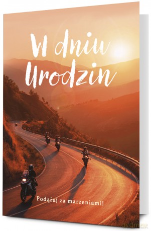Karnet B6 Urodziny męskie - motocykliści, zachód słońca K.B6-2048